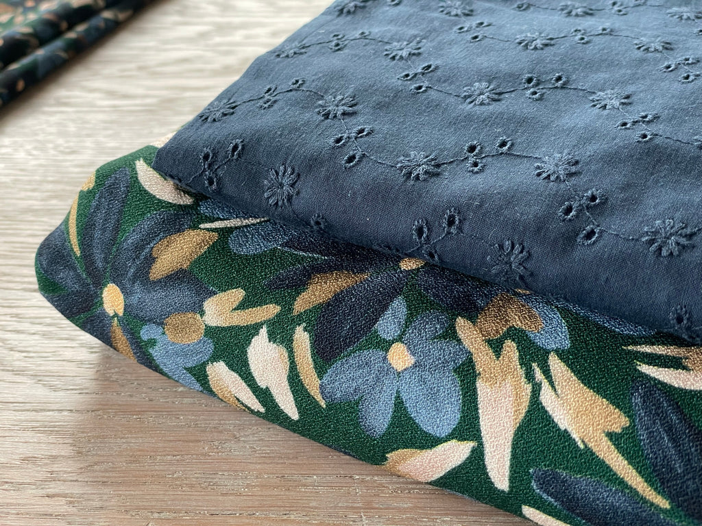 English embroidery - Openwork - Navy (Coupon)