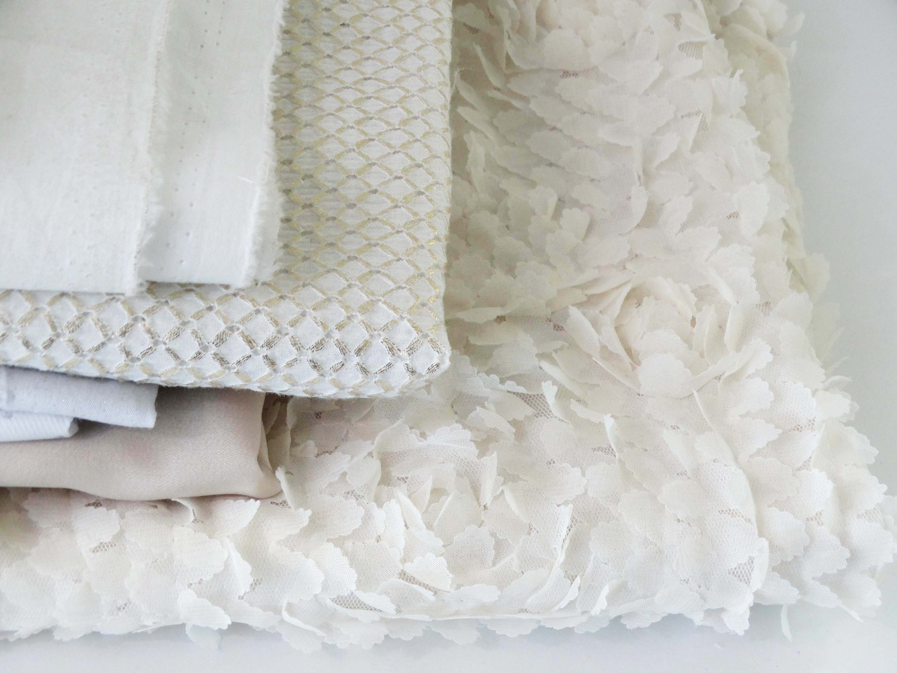 Voile crépon lurex transparent - ivoire (Coupons)