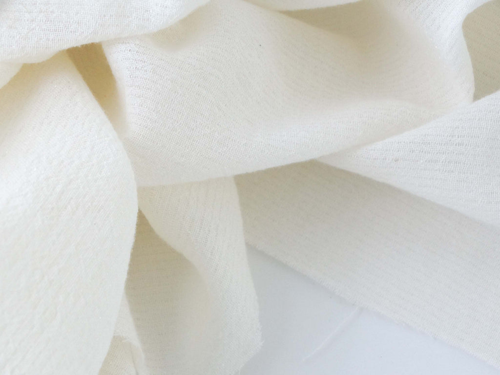 Voile crépon lurex transparent - ivoire (Coupons)