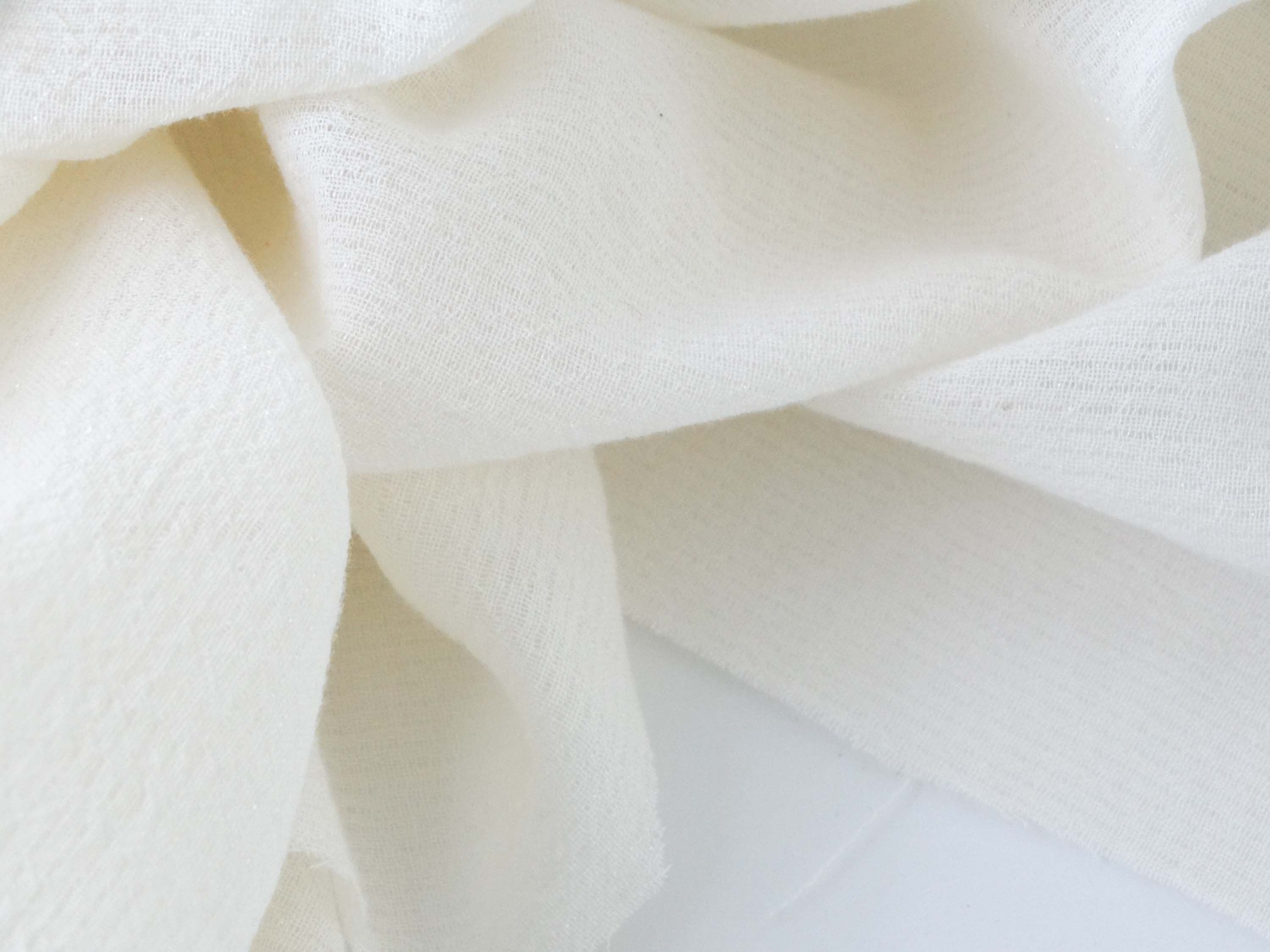 Voile crépon lurex transparent - ivoire (Coupons)