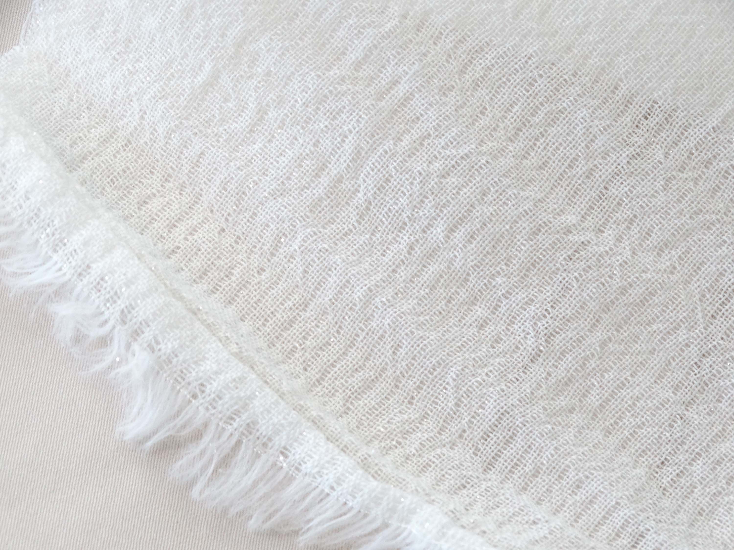 Voile crépon lurex transparent - ivoire (Coupons)
