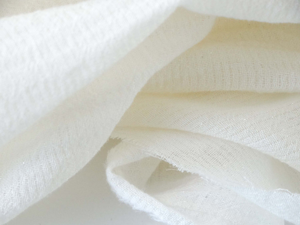 Voile crépon lurex transparent - ivoire (Coupons)