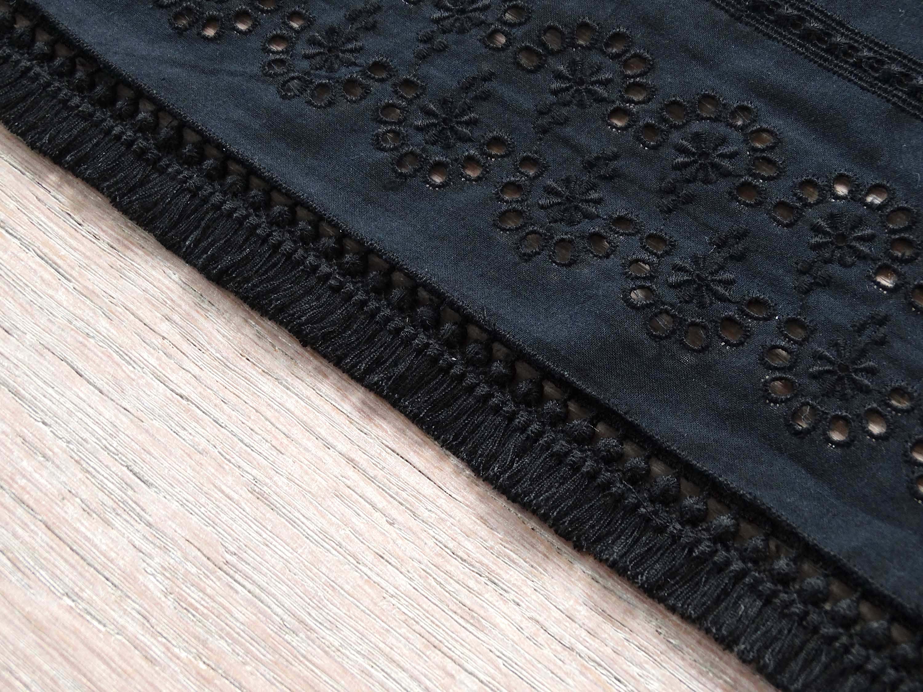 Ruban Guipure Pompon - Coton - Noir