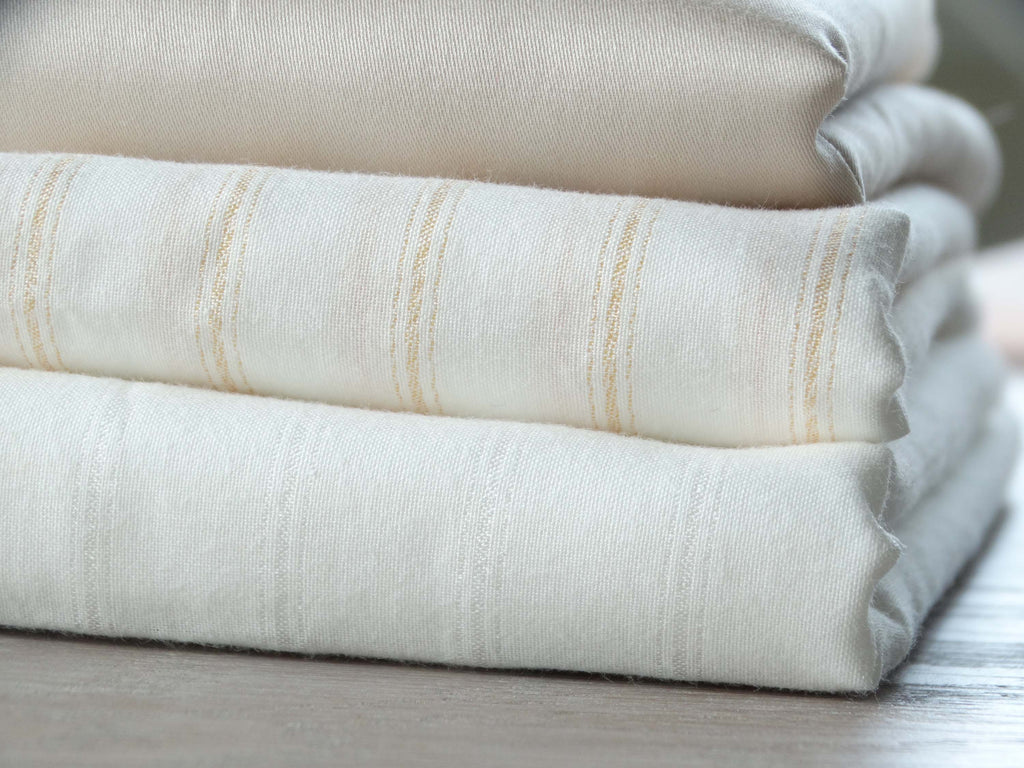 Toile coton - Marie - Ivoire & lurex blanc