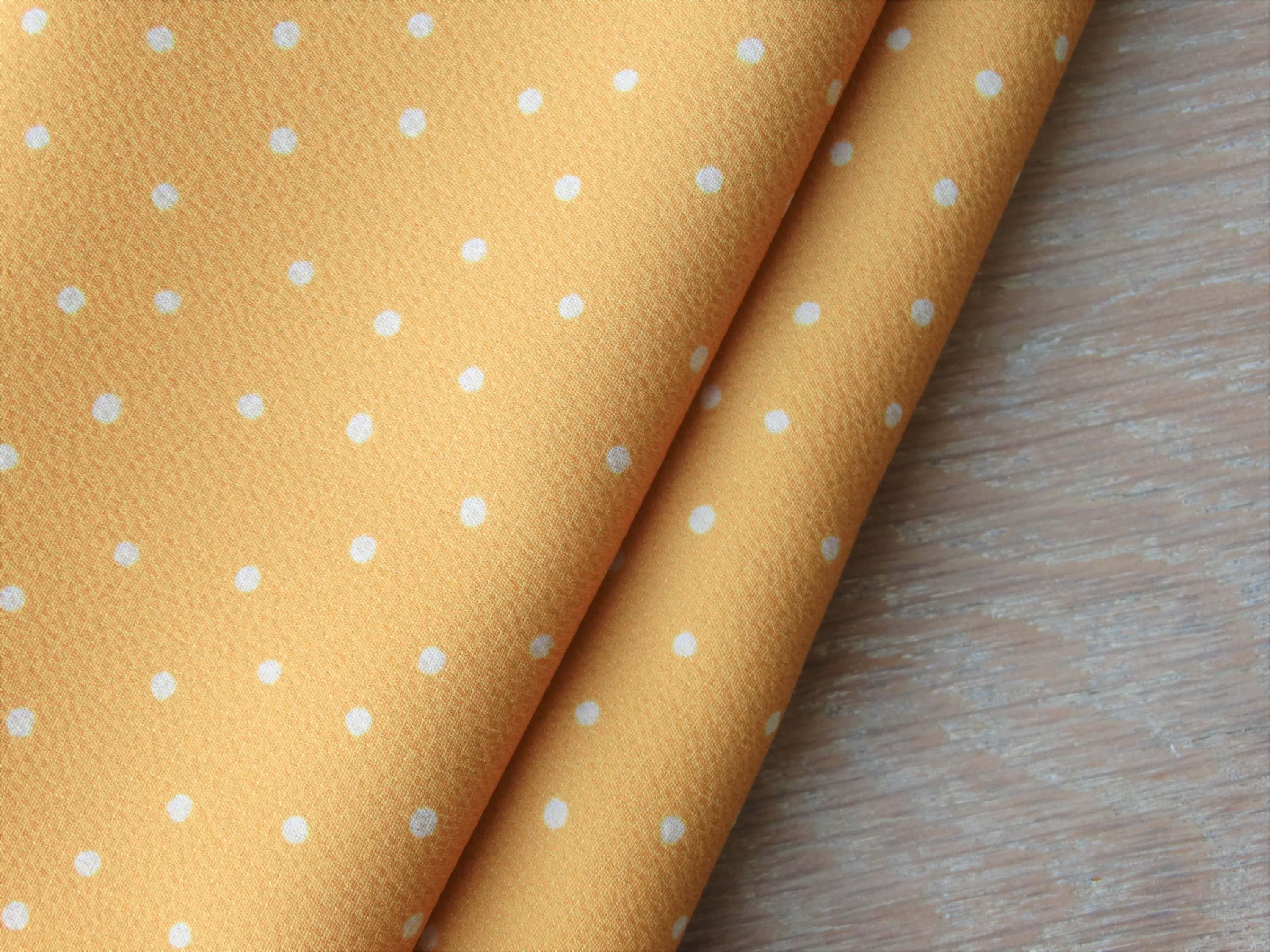 Tissu crêpe - Imprimé Mini Pois - jaune Miel (Coupons)