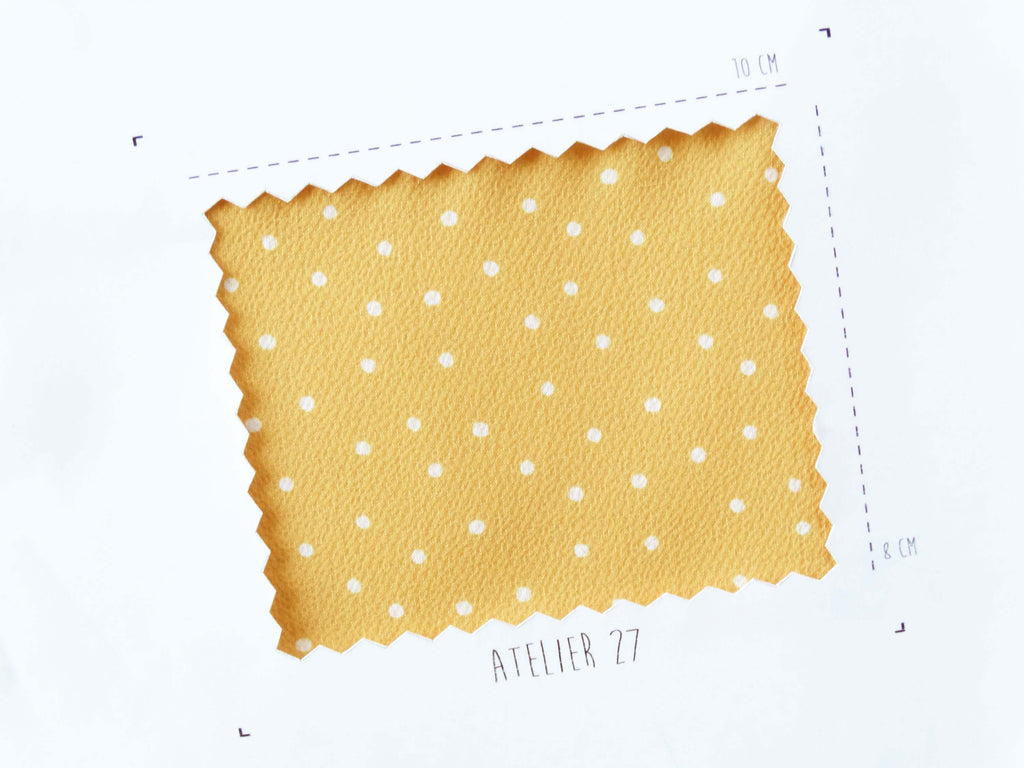 Tissu crêpe - Imprimé Mini Pois - jaune Miel (Coupons)
