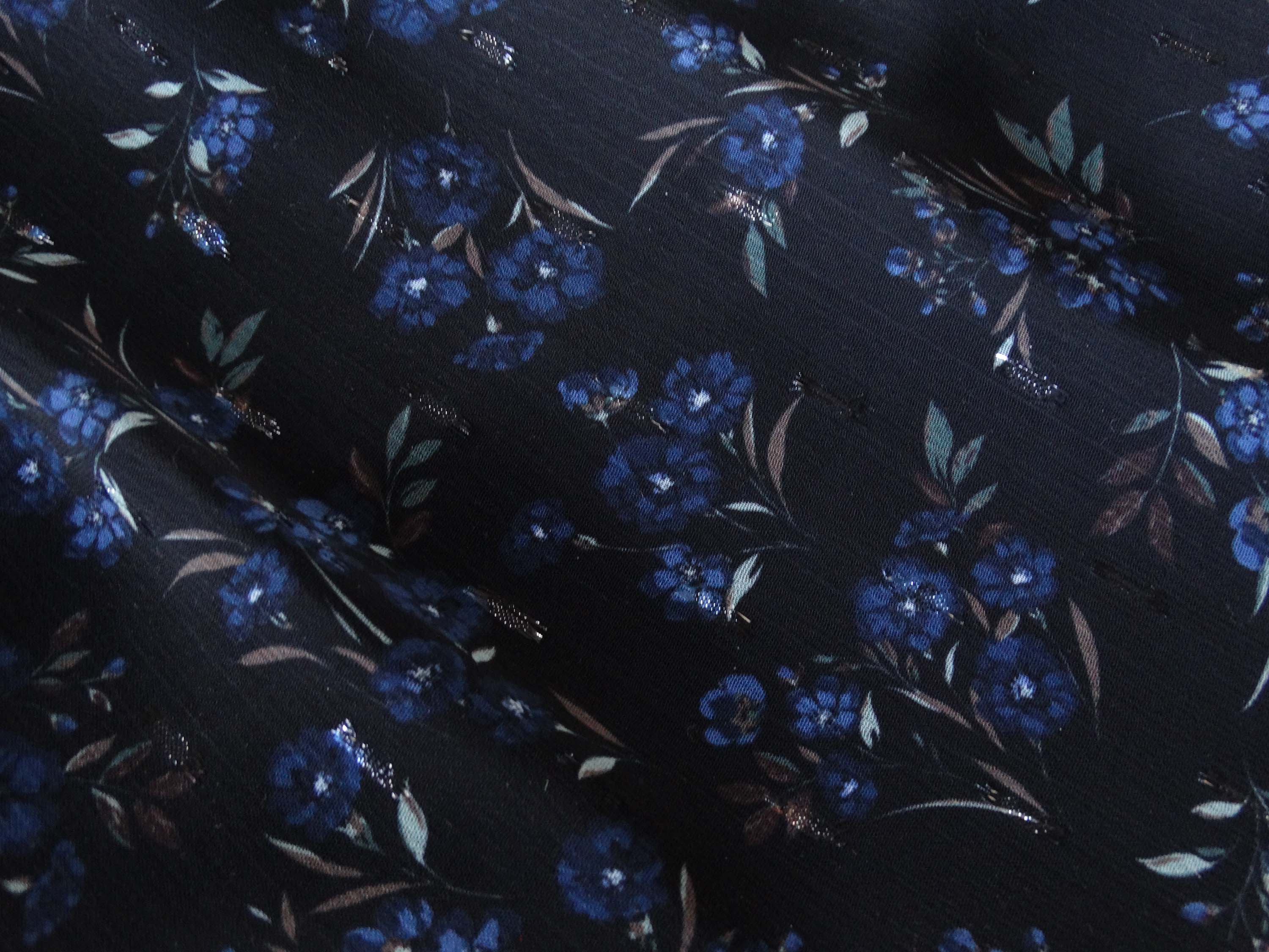 Lurex plumetis veil - Lina print - Navy (Coupon)