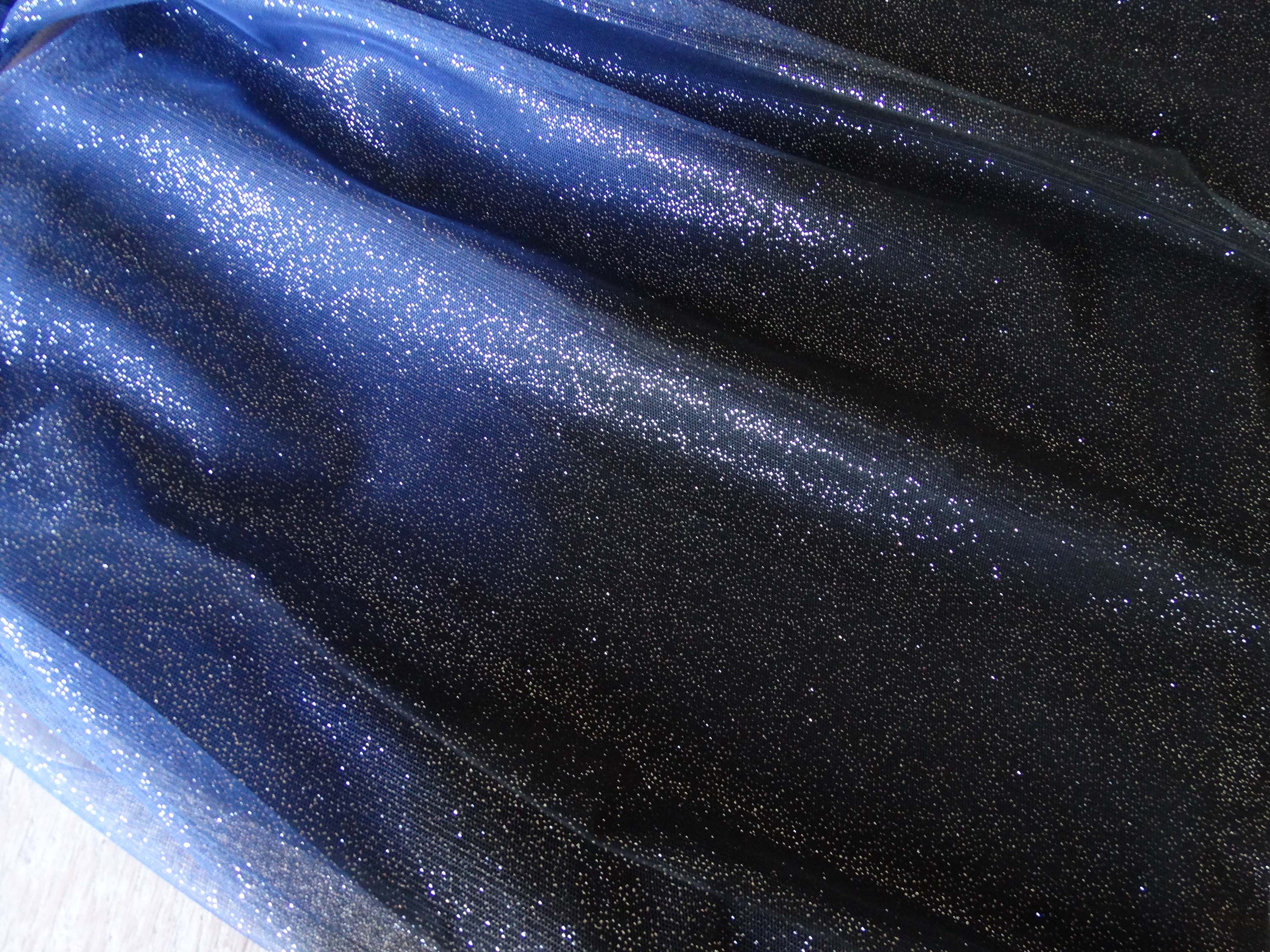 Tulle pailleté - Le dégradé  - Bleu et Noir