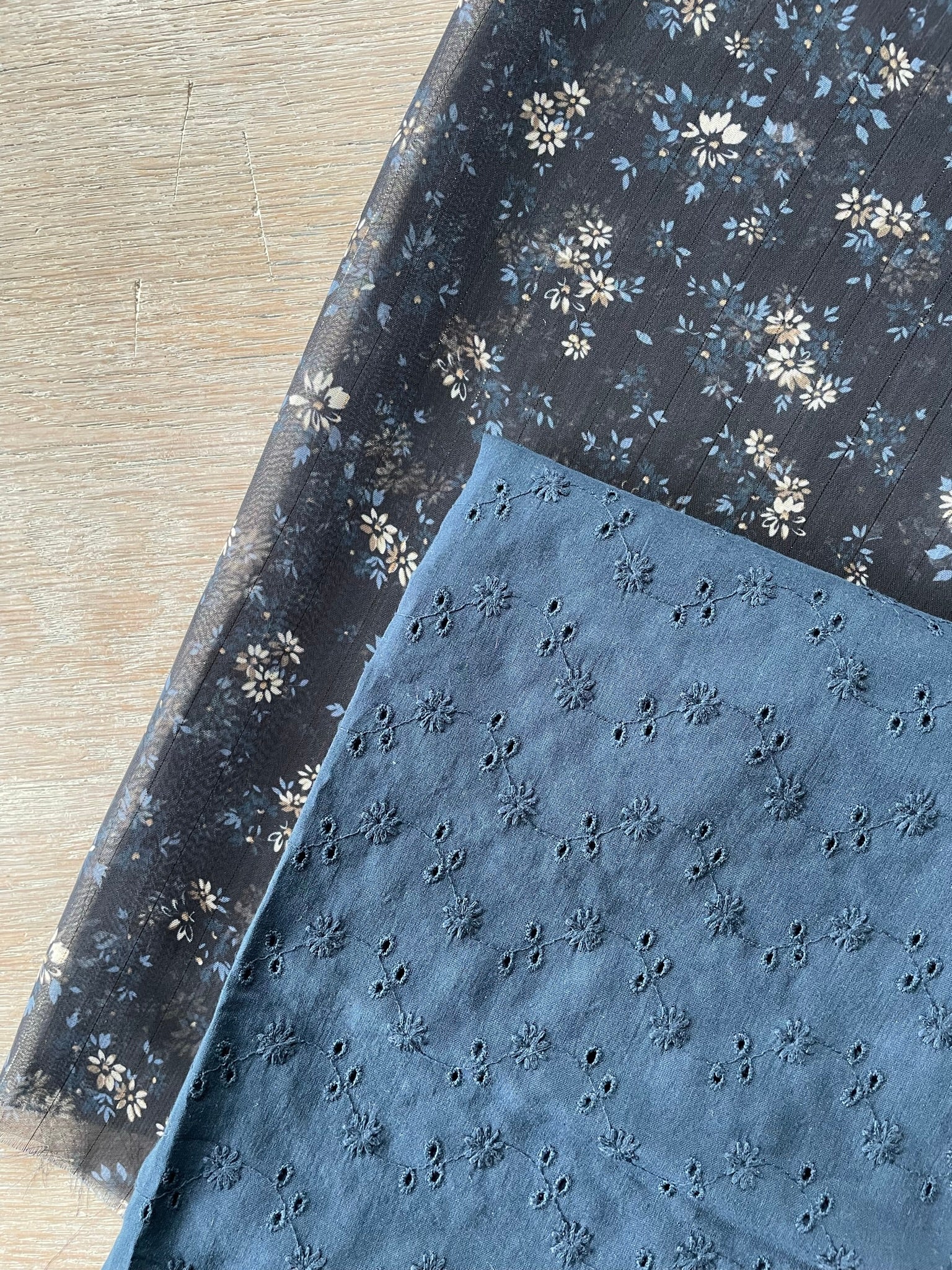 English embroidery - Openwork - Navy (Coupon)