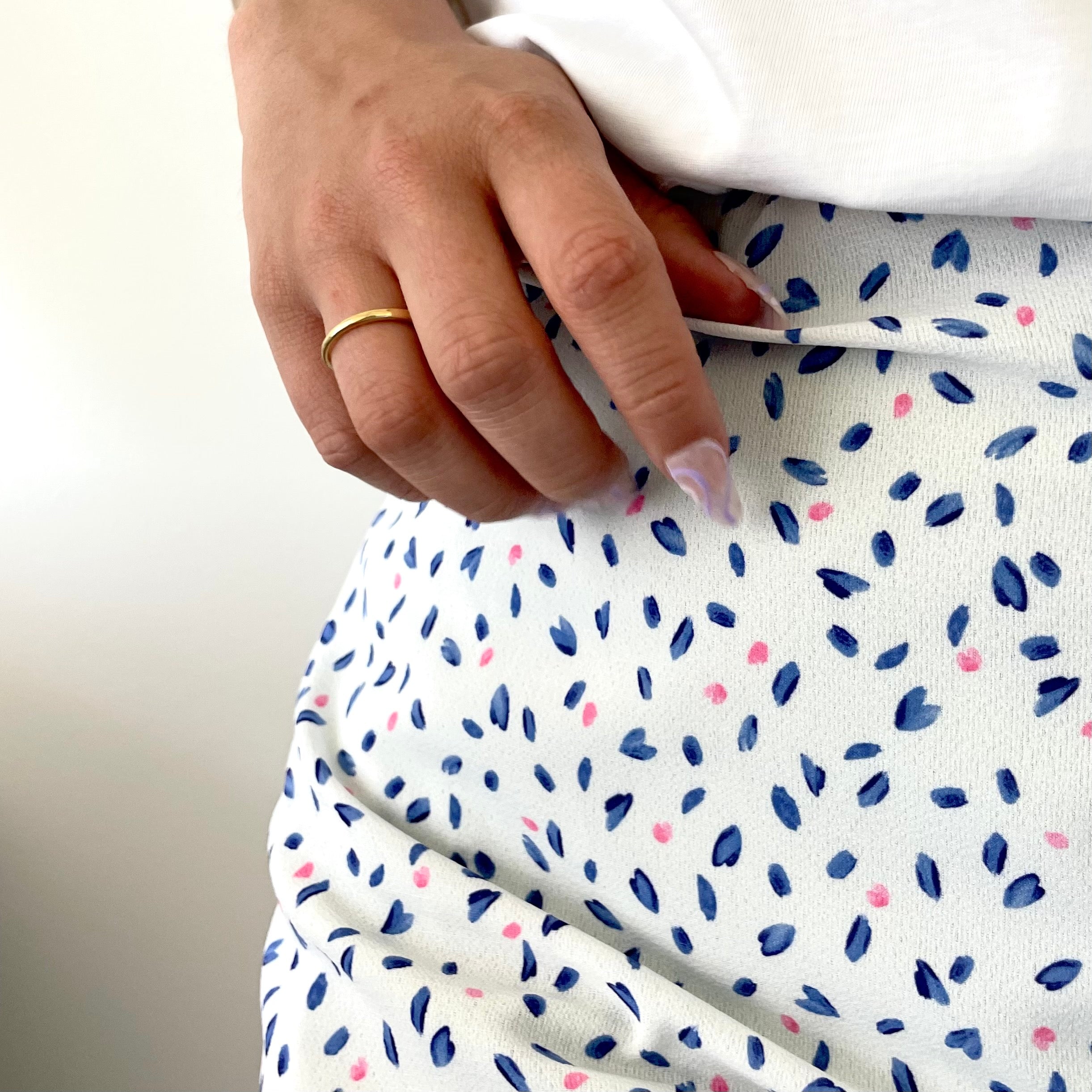 Tissu crêpe - Imprimé L'envolée - Blanc & Marine (Coupons)
