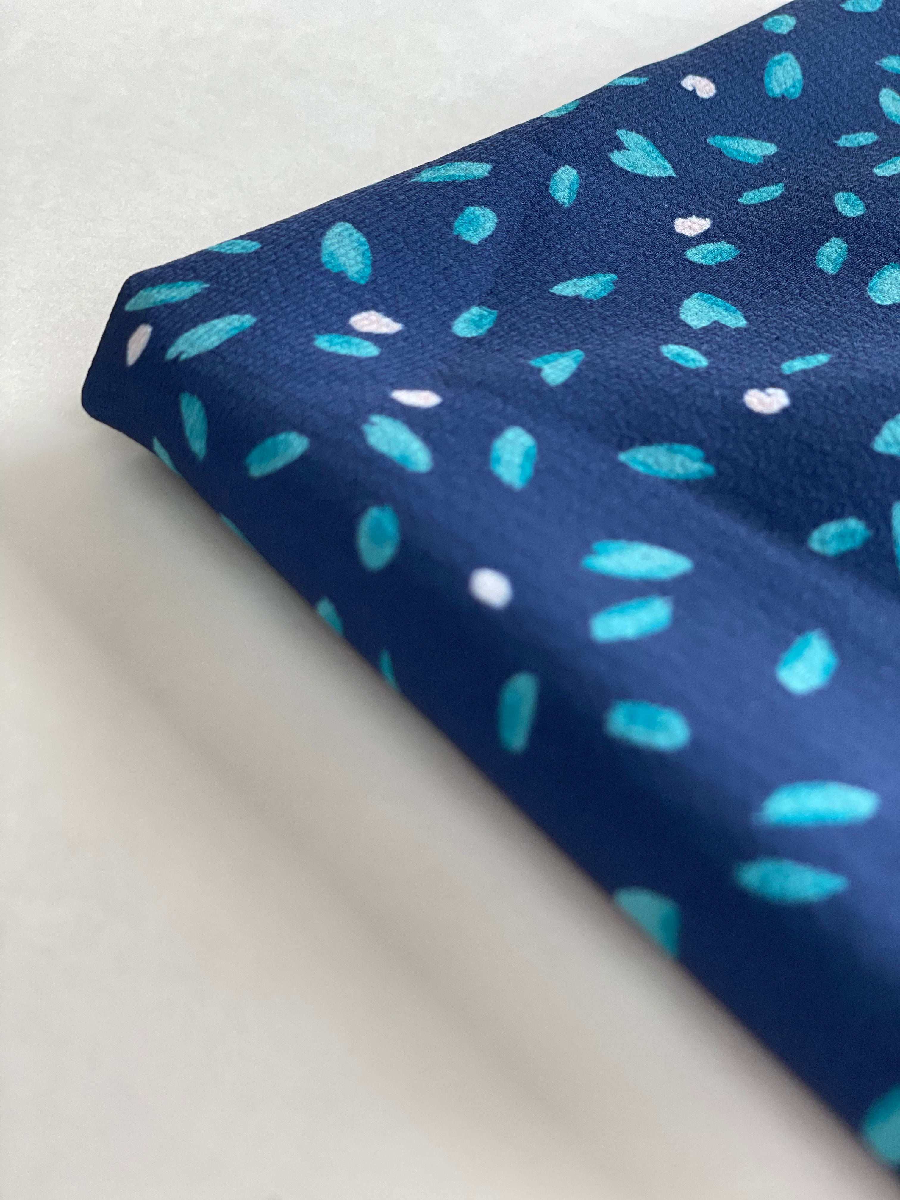 Tissu crêpe - Imprimé L'envolée - Marine & Aqua