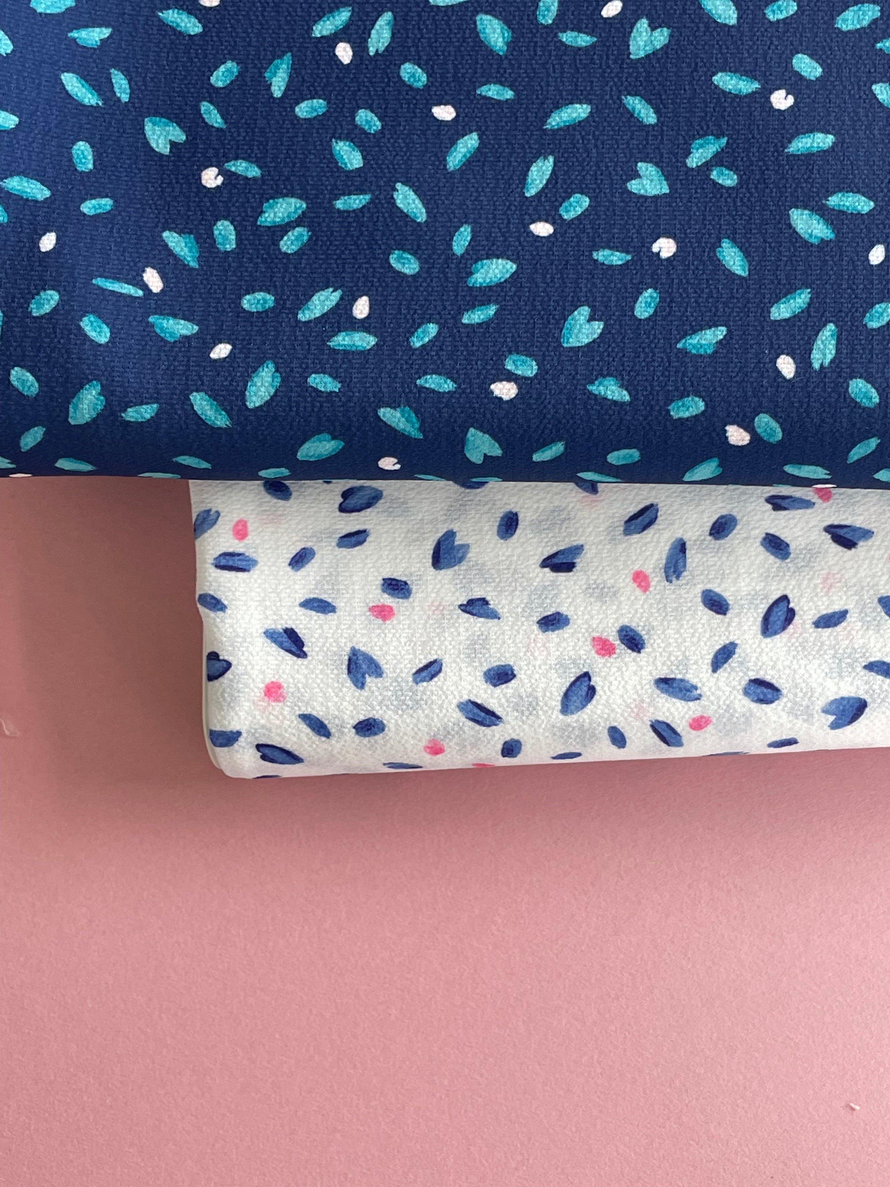 Tissu crêpe - Imprimé L'envolée - Blanc & Marine (Coupons)