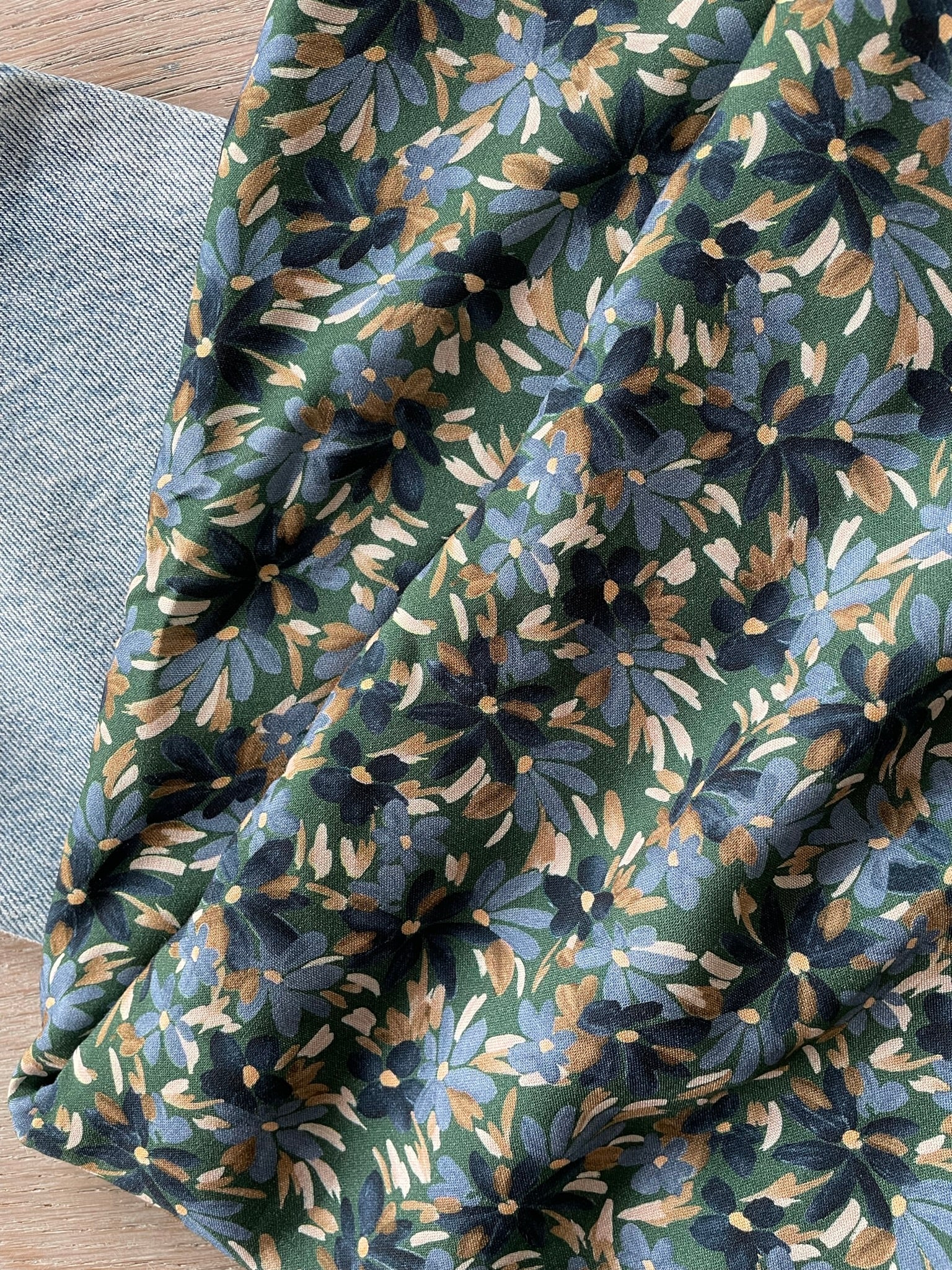 Toile Viscose - Imprimé Ida - Forêt & Marine (Coupons)