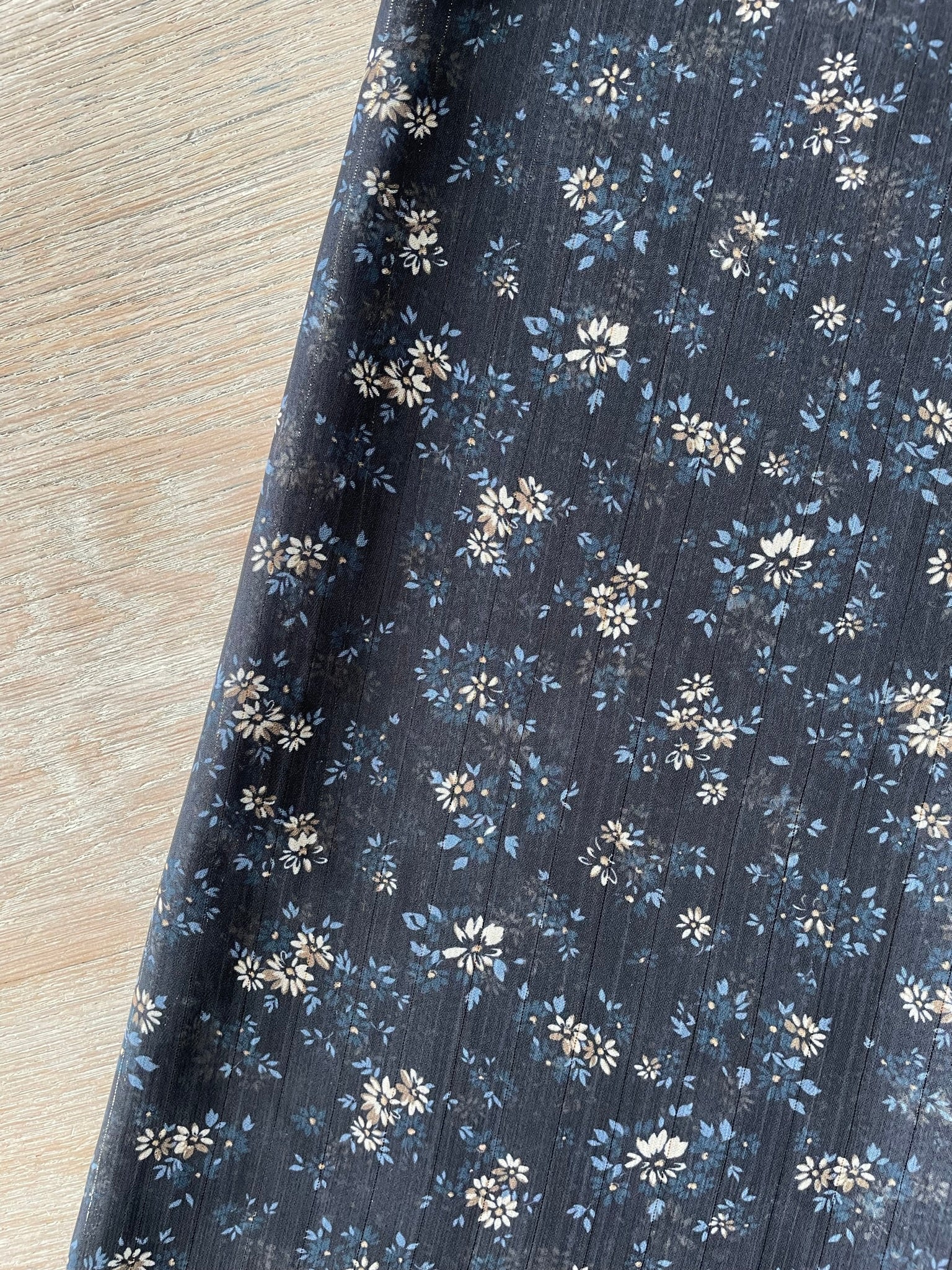 Voile lurex or - Imprimé Simone - Marine