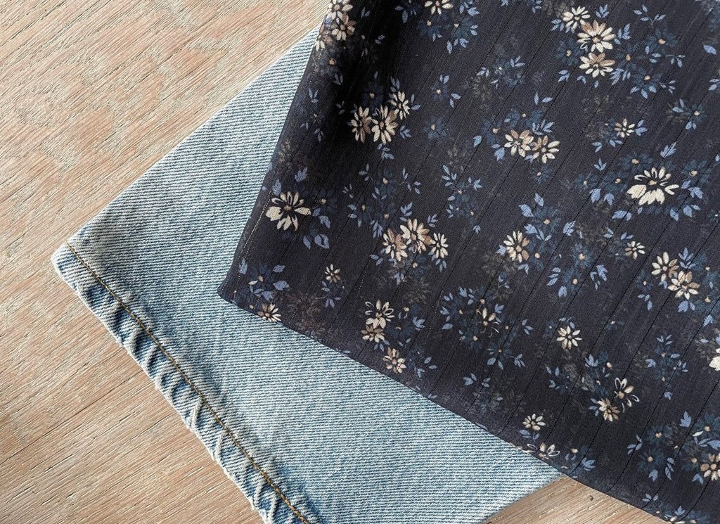 Gold lurex veil - Simone print - Navy