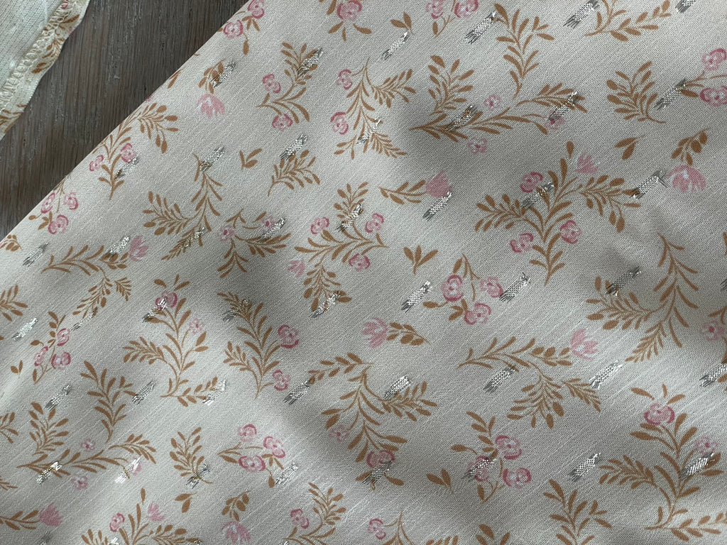 Voile lurex plumetis - Imprimé Marais - Blush