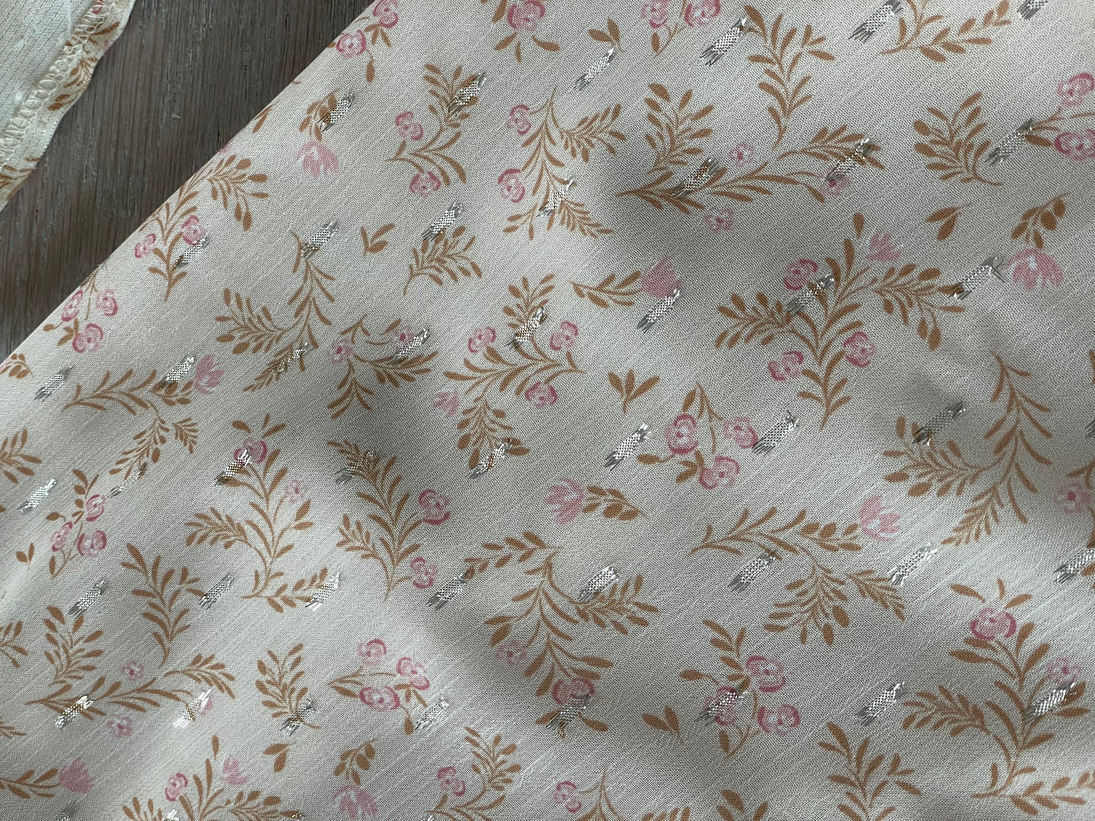 Voile lurex plumetis - Imprimé Marais - Blush