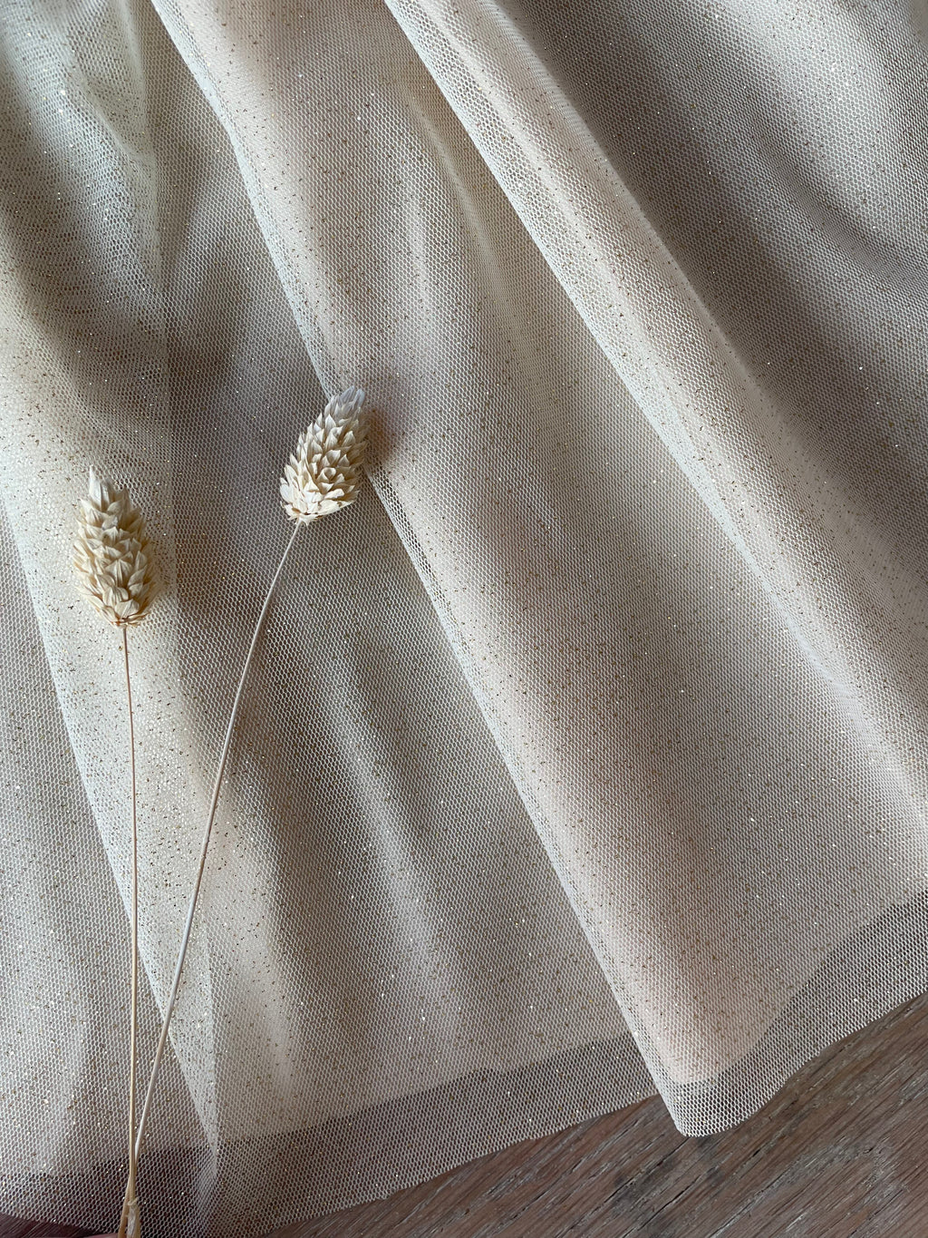 Glitter Tulle - Plain - Ivory &amp; Gold