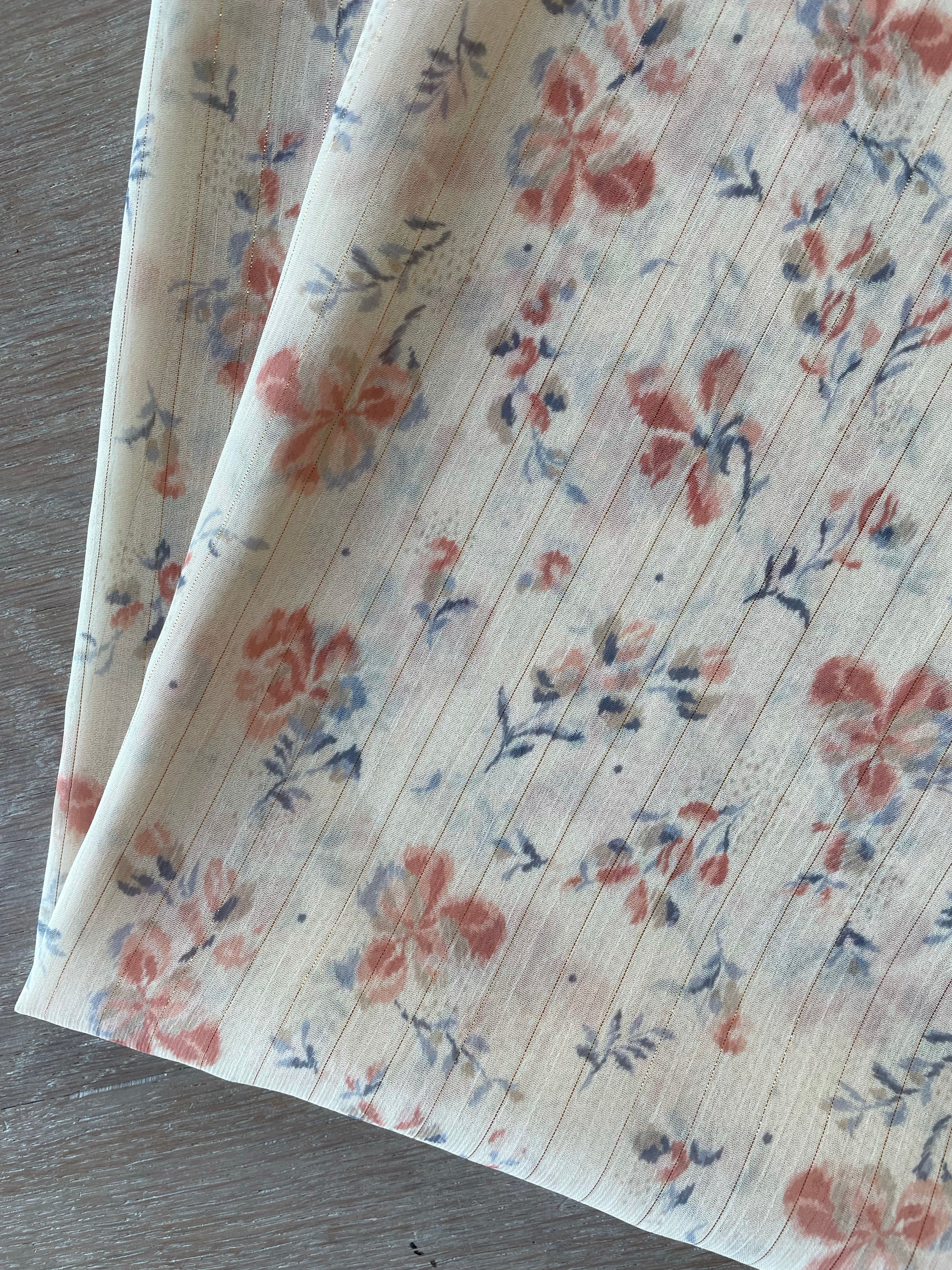 Gold lurex veil - Livia print - Blue &amp; Nude