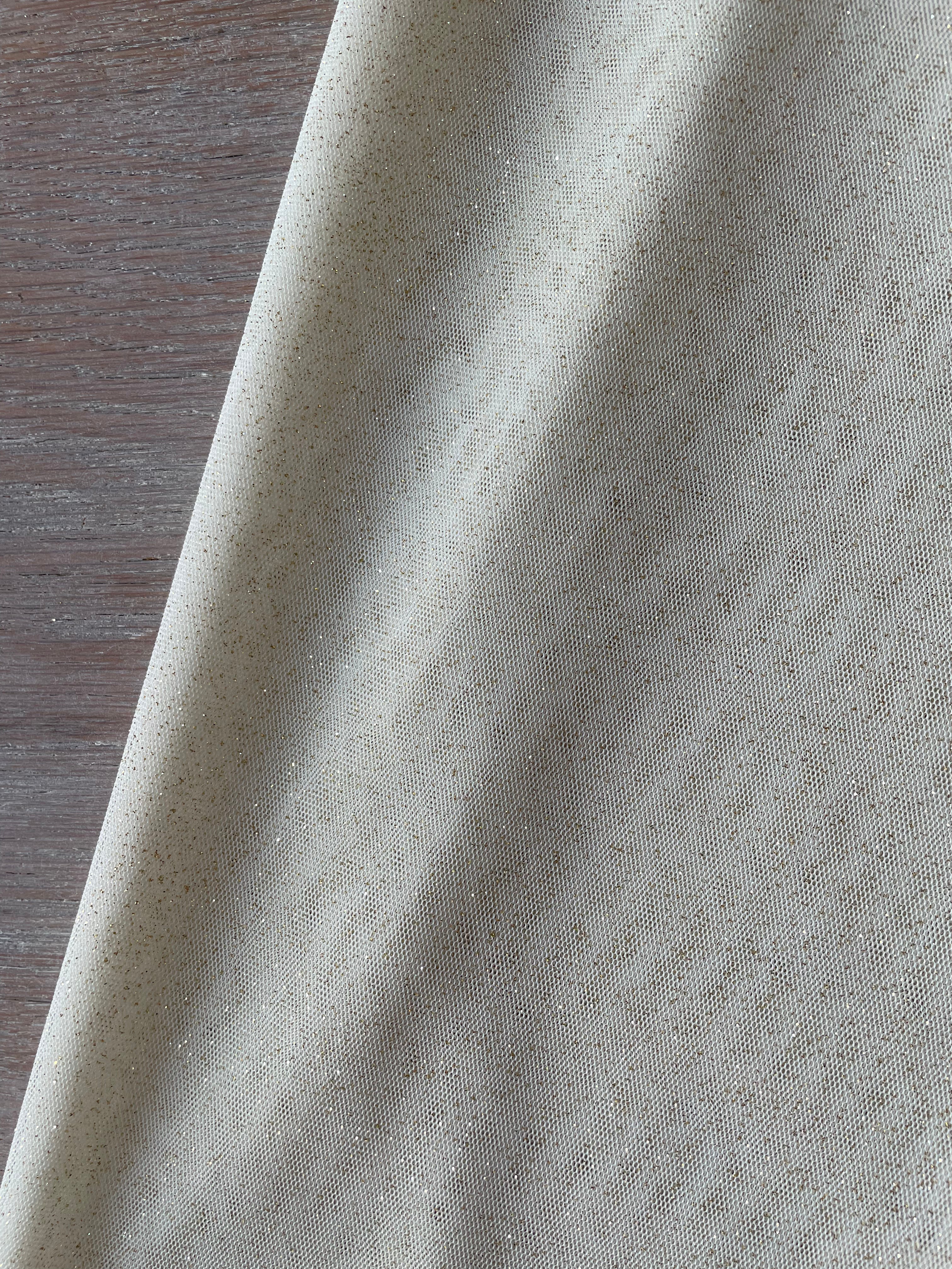 Glitter Tulle - Plain - Ivory &amp; Gold
