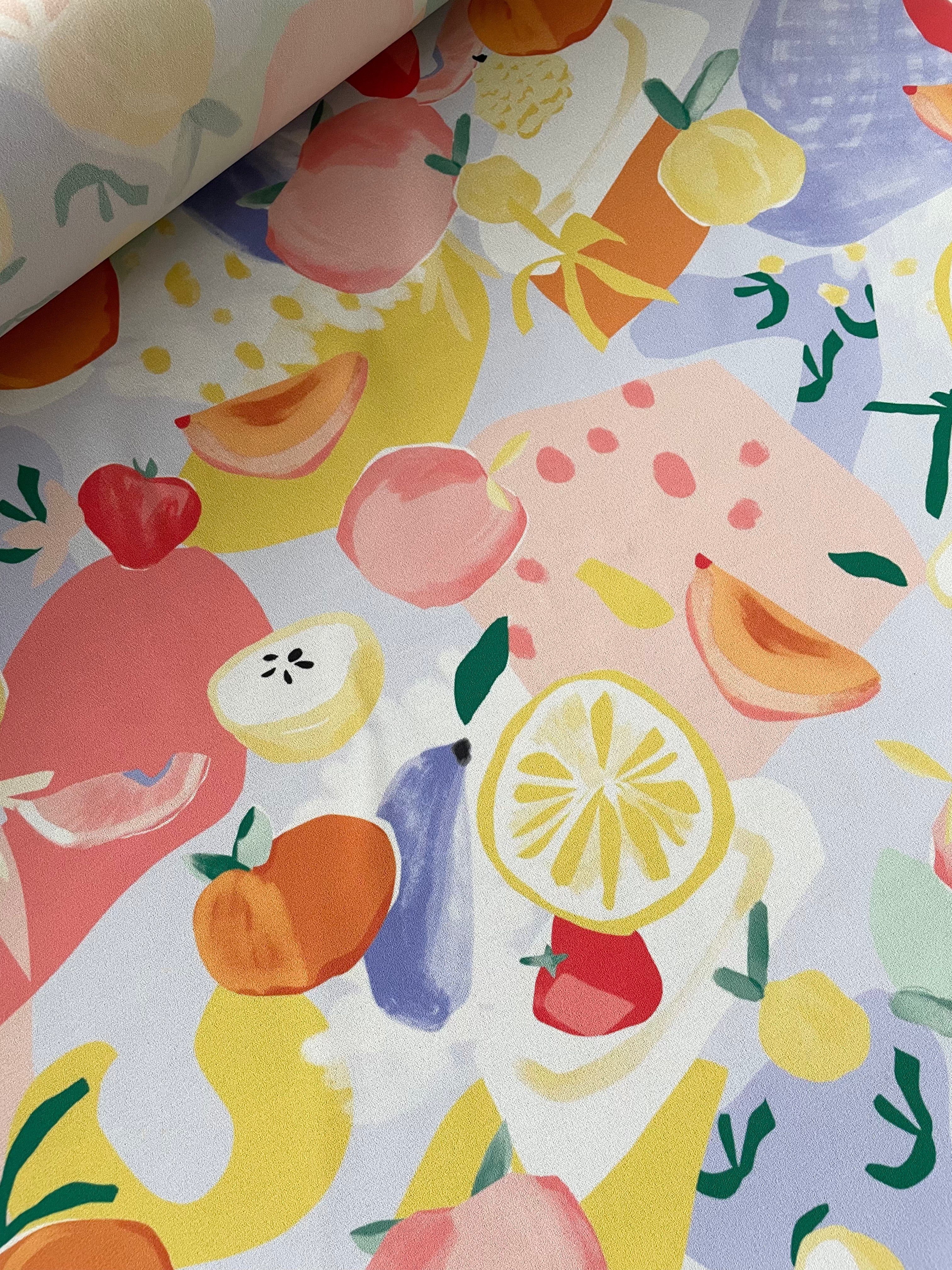 Crêpe mat recyclé - Imprimé Clémence - Multico (Coupons)