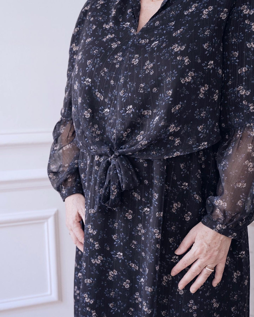 Gold lurex veil - Simone print - Navy