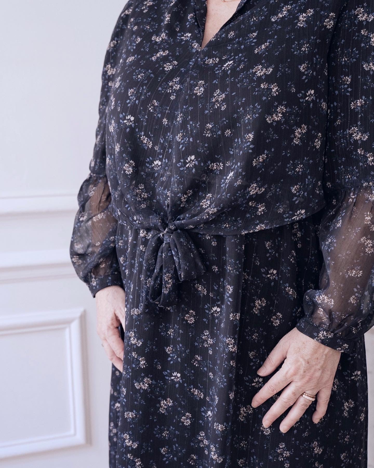 Voile lurex or - Imprimé Simone - Marine
