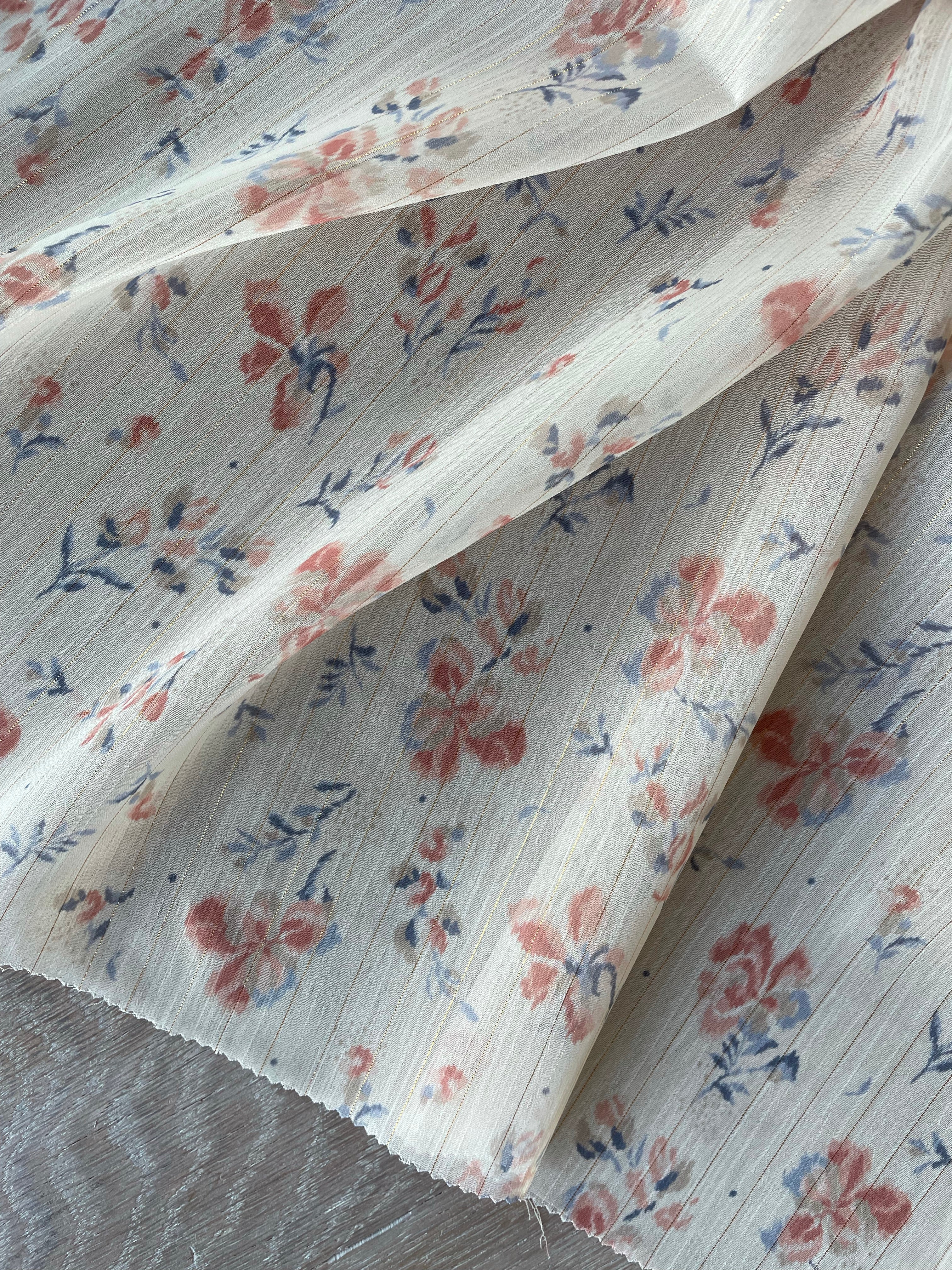 Gold lurex veil - Livia print - Blue &amp; Nude