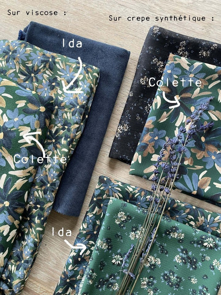 Toile Viscose - Imprimé Ida - Forêt & Marine (Coupons)